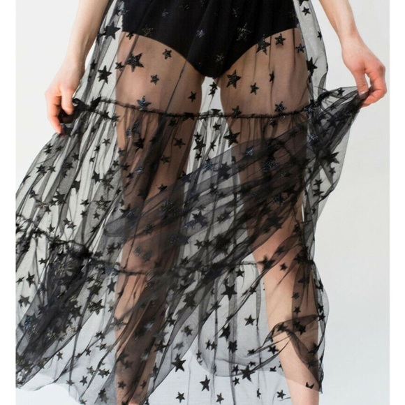 Noir Galaxy Sparkle Mesh Maxi Dress Cover Up - Picture 3 of 7